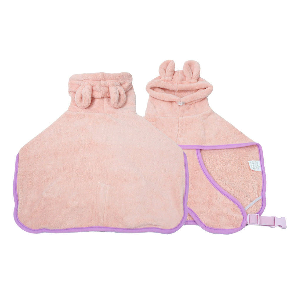 Pink Hooded Dog Bathrobe - Super Absorbent, Adjustable Fit, Cozy Pet Towel (Size : L)