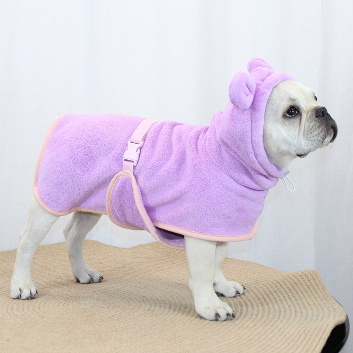 Purple Hooded Dog Bathrobe - Super Absorbent, Adjustable Fit, Cozy Pet Towel (Size : XL)