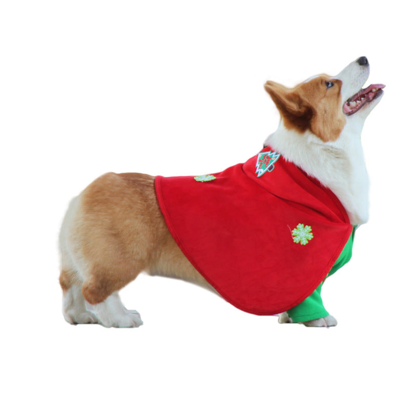 Christmas Dog Costume - Festive Hooded Cape & Green Jumpsuit Outfit (Size : 2XL)