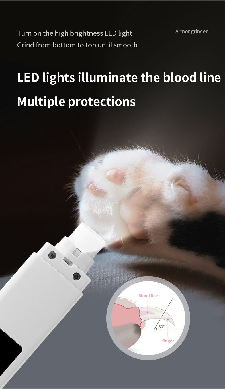 White Professional Pet Nail Grinder Kit - LCD, LED, Laser, for Dogs & Cats
