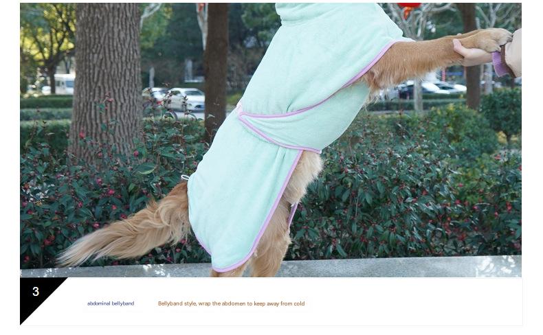 Green Hooded Dog Bathrobe - Super Absorbent, Adjustable Fit, Cozy Pet Towel (Size : L)