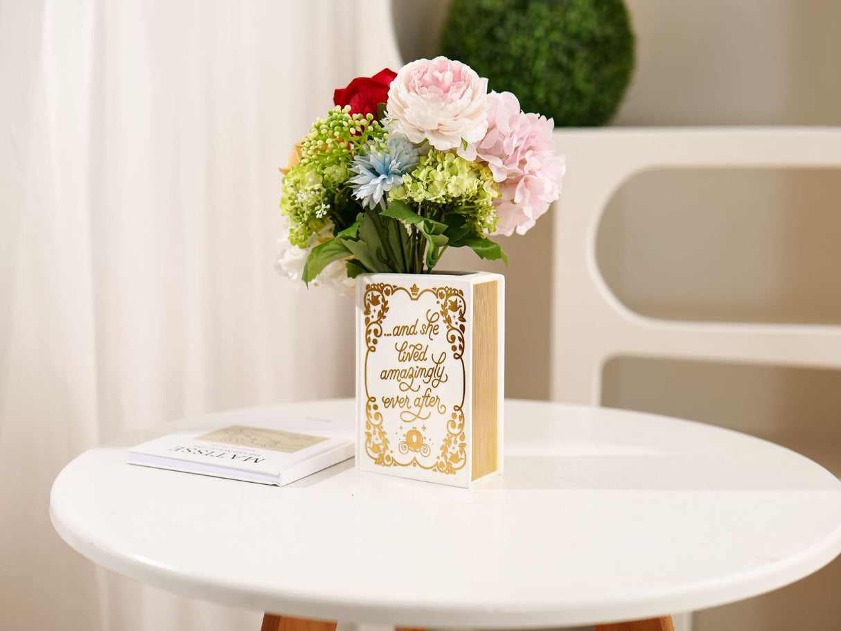 Literary Book Vase - Creative Ceramic Planter & Desk Organizer(Golden Book)