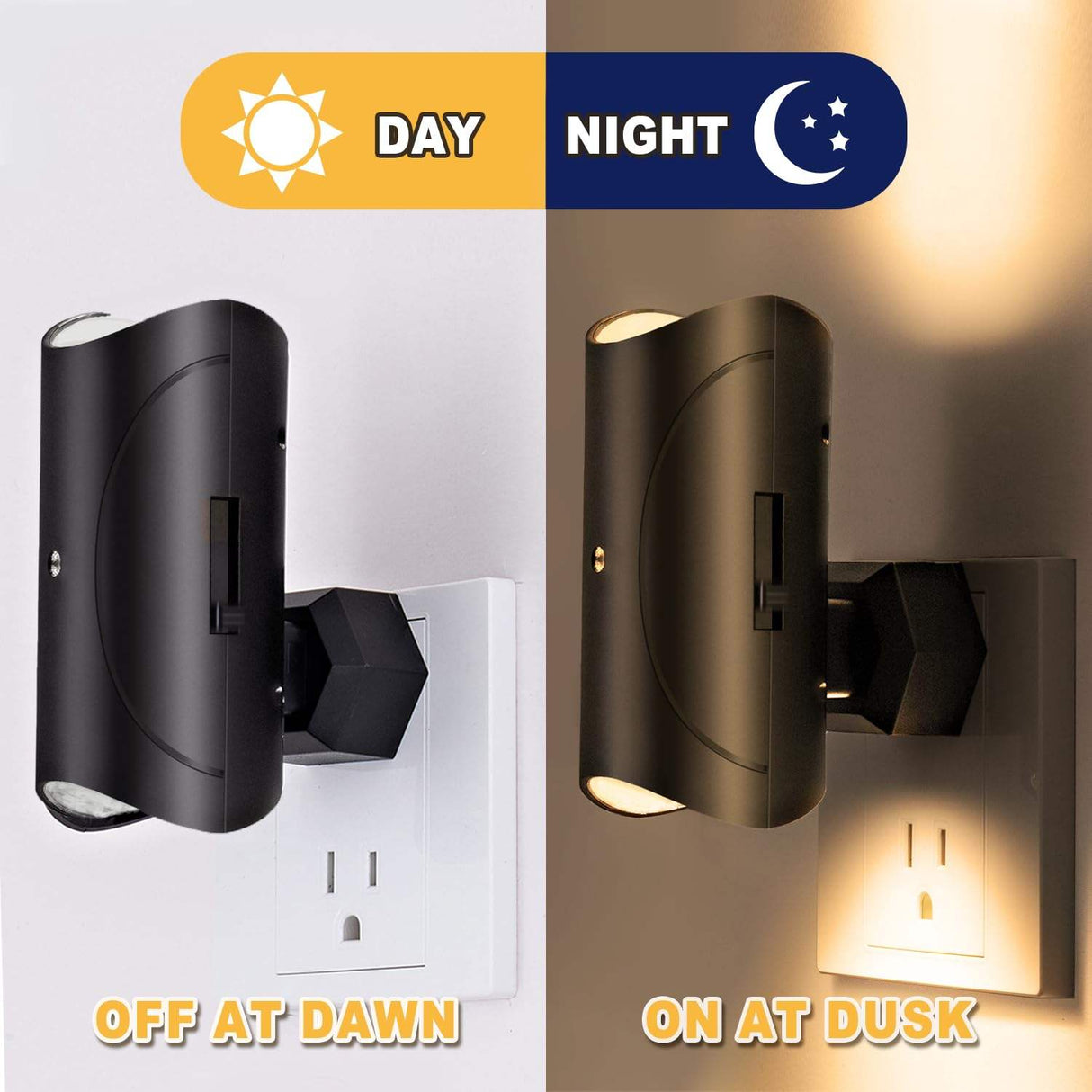 Energy Saving Plug-in LED Nightlight - Smooth Dimming, Auto Sensor