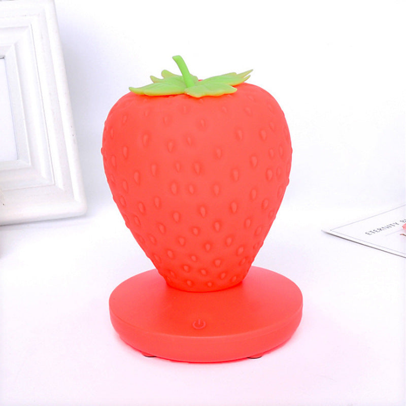 Red Cute Silicone Strawberry Night Light - USB Rechargeable, Touch Control