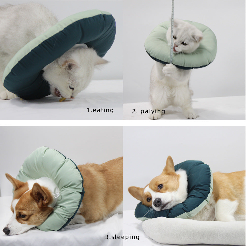 Green Adjustable Soft Elizabethan Collar for Pets - Comfortable Recovery Aid - L