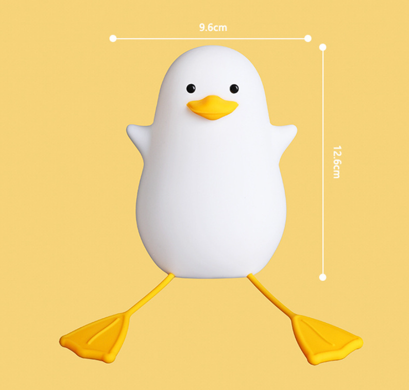 Cute Gull Silicone Night Light - Tap Control, USB Rechargeable, Kids Bedroom (Warm light three-speed yellow mouth)