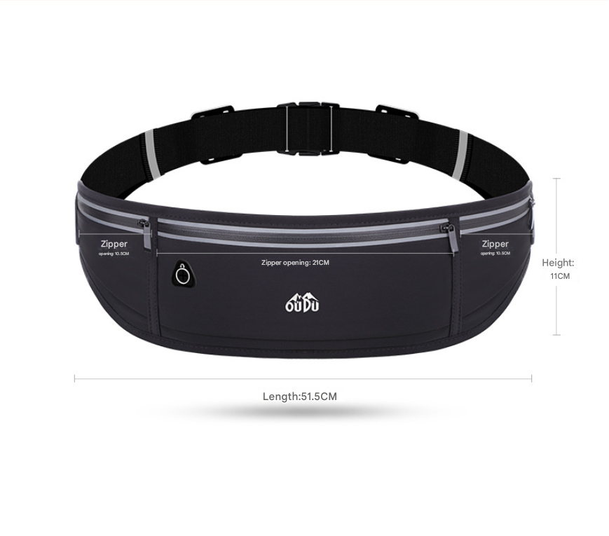 Light gray Adjustable Running Belt - Fits Large Phones, Reflective, Earphone Port