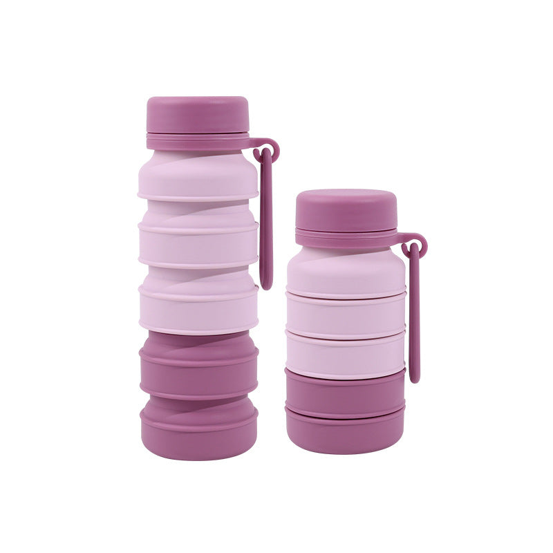 Pink Collapsible Silicone Water Bottle - 510ml Portable Food-Grade Travel & Sports Drink Flask