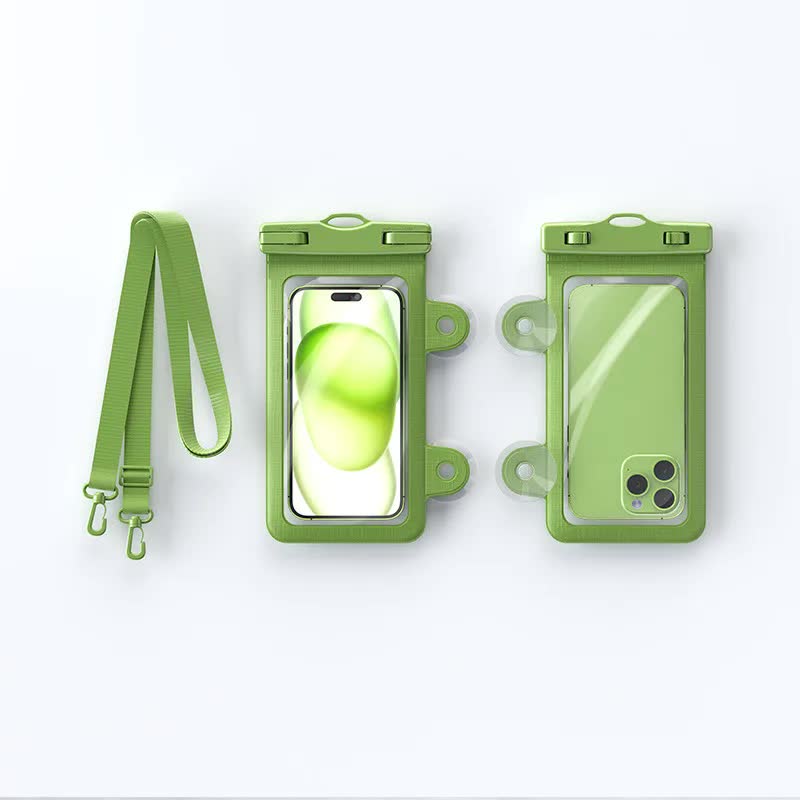 Green 2-Pack Universal IPX8 Waterproof Phone Pouch with Lanyard - Touch Sensitive Case for Swimming & Outdoor Sports