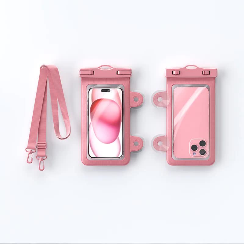 Pink 2-Pack Universal IPX8 Waterproof Phone Pouch with Lanyard - Touch Sensitive Case for Swimming & Outdoor Sports