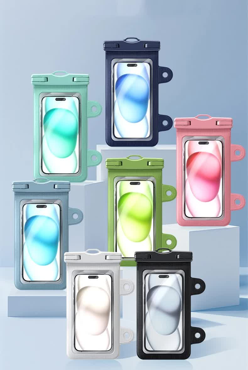 Black 2-Pack Universal IPX8 Waterproof Phone Pouch with Lanyard - Touch Sensitive Case for Swimming & Outdoor Sports