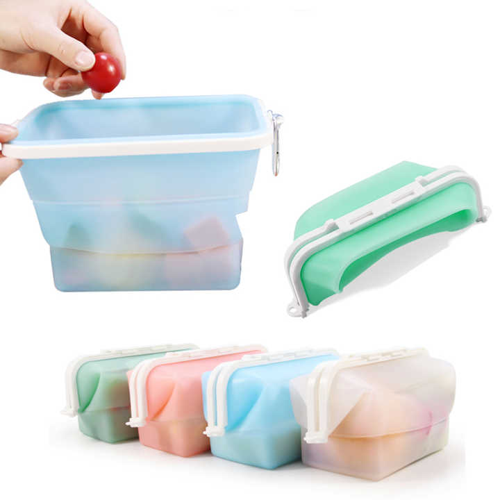 2 Pcs Green Collapsible Silicone Food Storage Container - Microwave & Freezer Safe Lunch Box