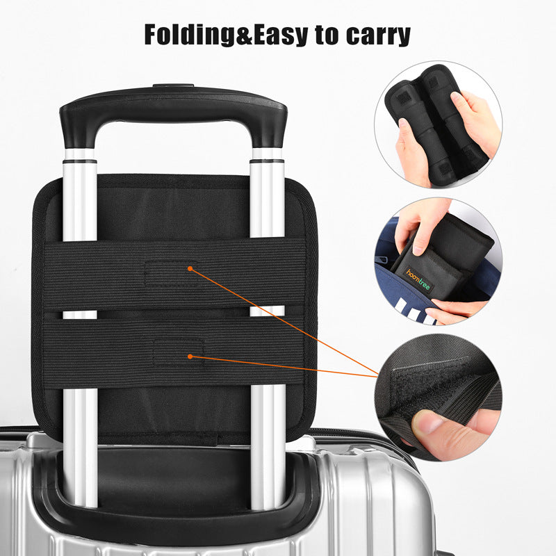 2 Pcs Grey Hands-Free Luggage Handle Travel Cup Holder & Organizer Pouch