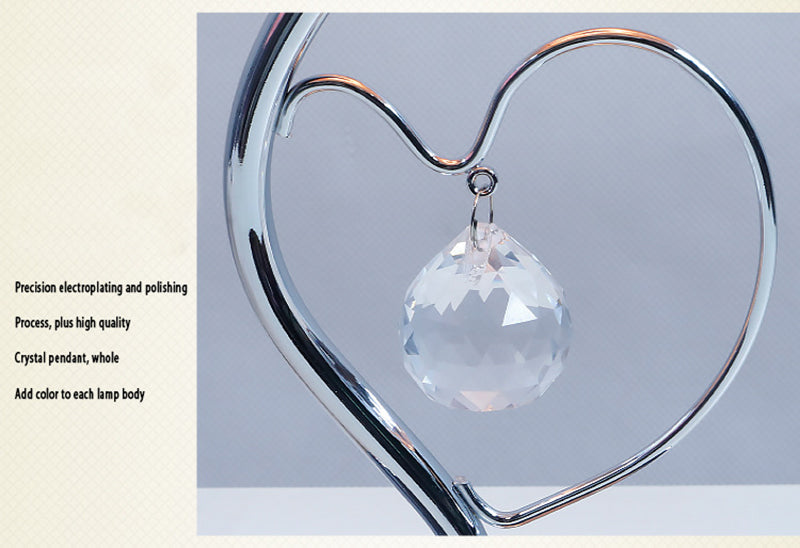 Pink,Yellow Roses And Silver Base Romantic Red Rose Flower Table Lamp - Crystal Heart Accent Bedside Night Light