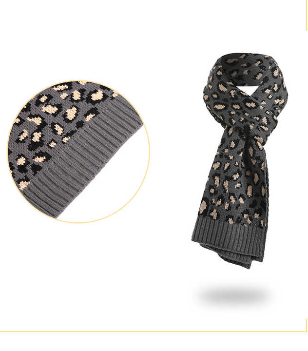 Pink Women's 3-Piece Winter Knit Set - Leopard Print Plush Lined Beanie Hat, Scarf & Touchscreen Gloves