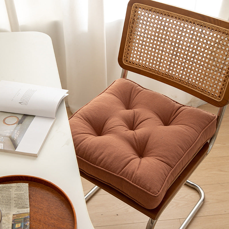 Orange Soft And Thick Seat Cushion - Cotton Linen Blend Chair Pad with Ties - 43x43cm