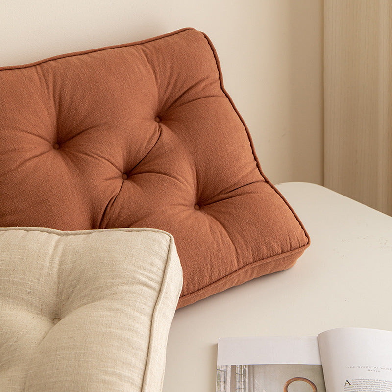 Dark Grey Soft And Thick Seat Cushion - Cotton Linen Blend Chair Pad with Ties - 43x43cm