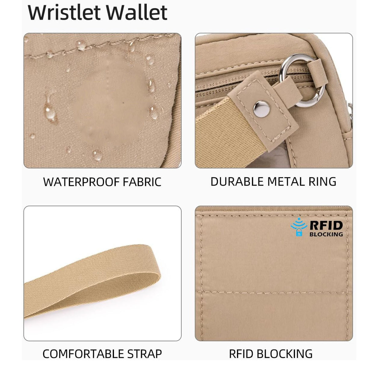 Green RFID Blocking Nylon Wristlet Clutch Wallet - Compact Waterproof Pouch with Card Slots & ID Window