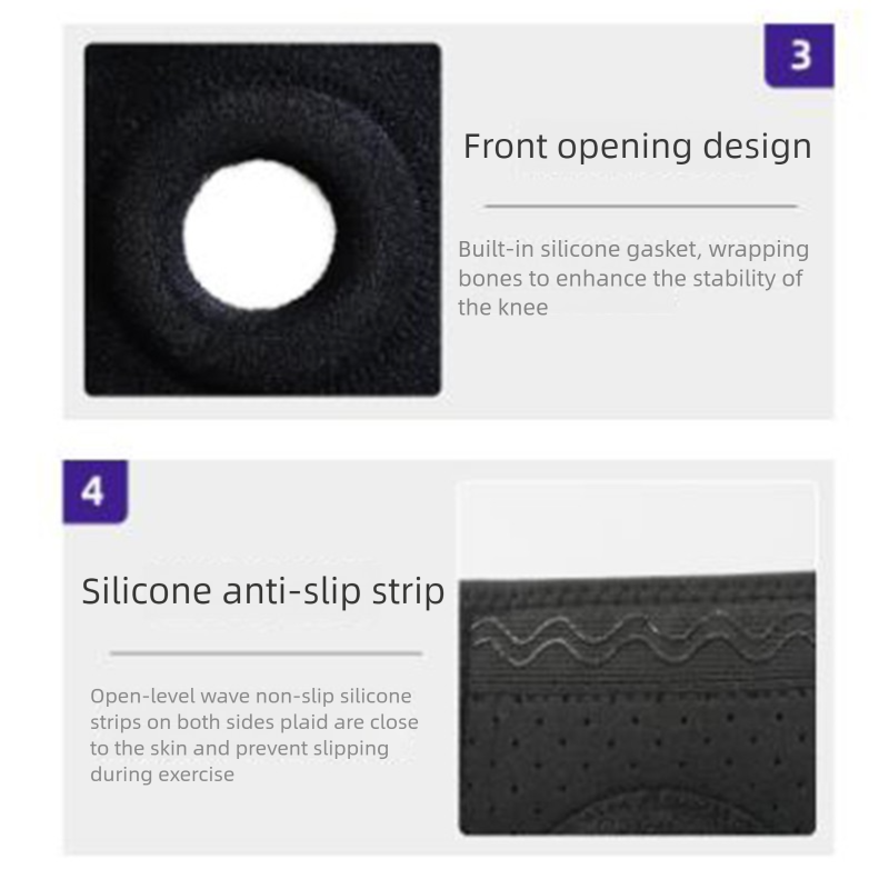 Grey Adjustable Knee Brace Support (Pair) with Dual Spring Stabilizers & Patella Gel Pad - Non-Slip for Sports Running Hiking