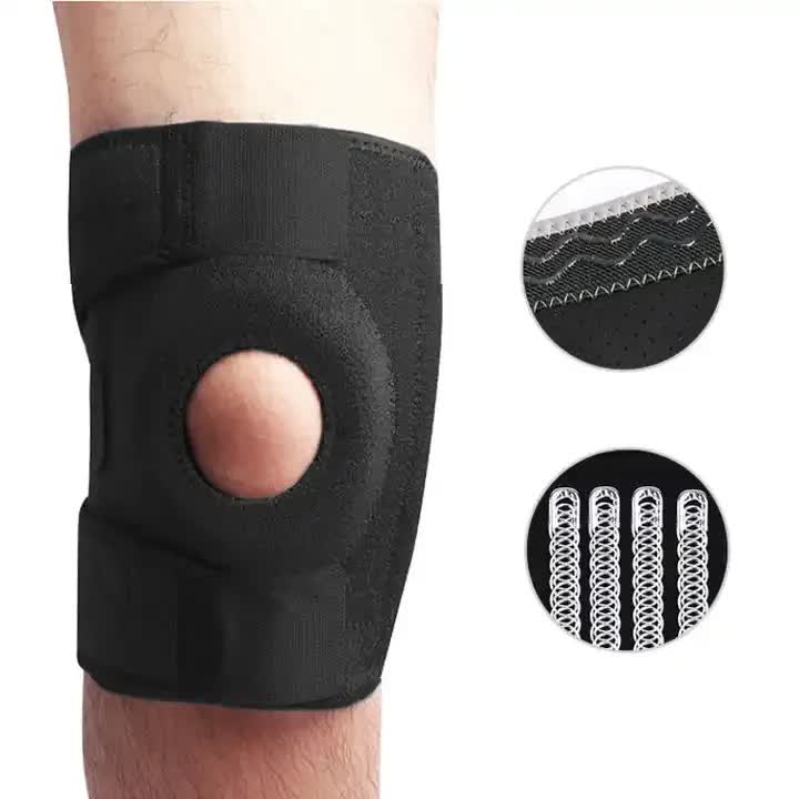 Pink Adjustable Knee Brace Support (Pair) with Dual Spring Stabilizers & Patella Gel Pad - Non-Slip for Sports Running Hiking