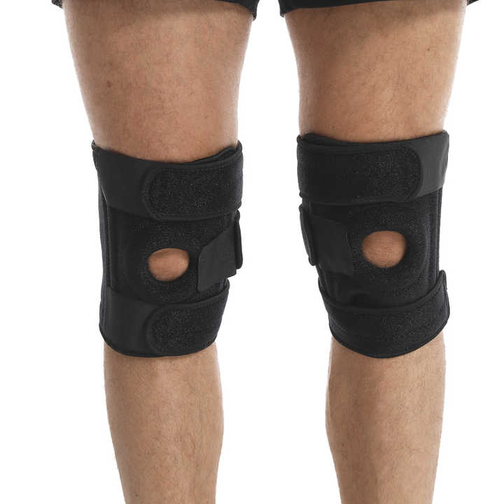 Pink Adjustable Knee Brace Support (Pair) with Dual Spring Stabilizers & Patella Gel Pad - Non-Slip for Sports Running Hiking