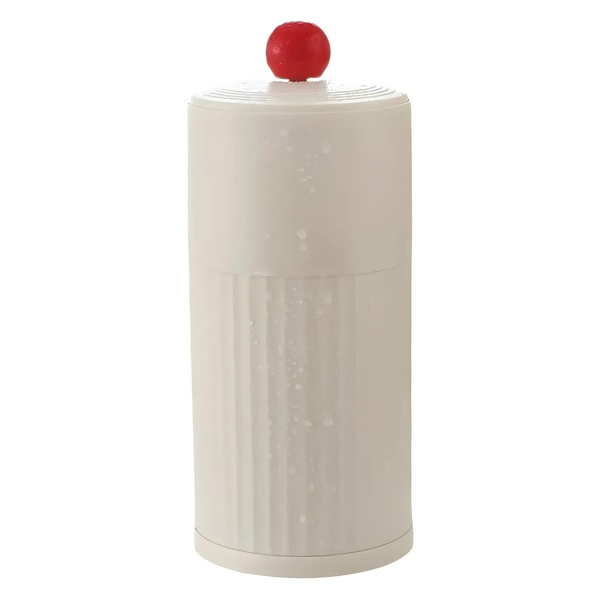 Beige Automatic Lifting Makeup Brush Holder - Dustproof Desktop Organizer with Lid & Compartments