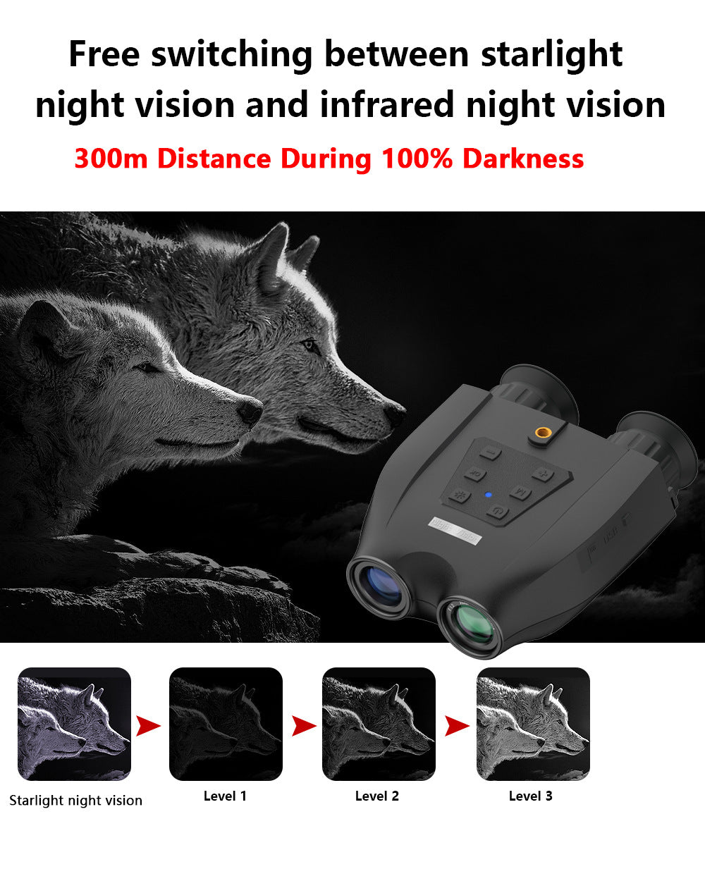 Green Professional HD Digital Night Vision Binoculars - 6X Optical Zoom, IR Illumination, Record 2.5K Video & 48MP Photos