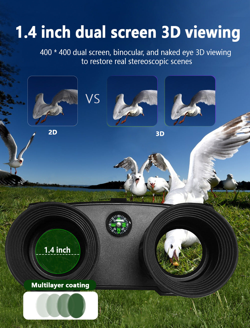 Red Professional HD Digital Night Vision Binoculars - 6X Optical Zoom, IR Illumination, Record 2.5K Video & 48MP Photos