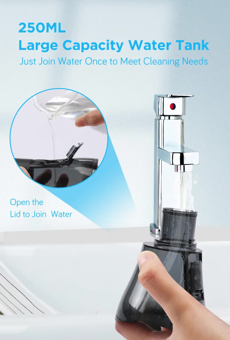 White Advanced Portable Water Flosser - Rechargeable Oral Irrigator, IPX7 Waterproof, 4 Cleaning Modes for Deep Dental Care