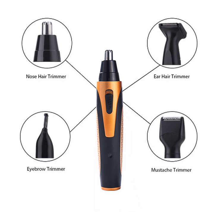 Purple and Black Versatile 4-in-1 USB Rechargeable Men's Grooming Kit - Precision Nose, Ear, Eyebrow Trimmer & Detail Shaver