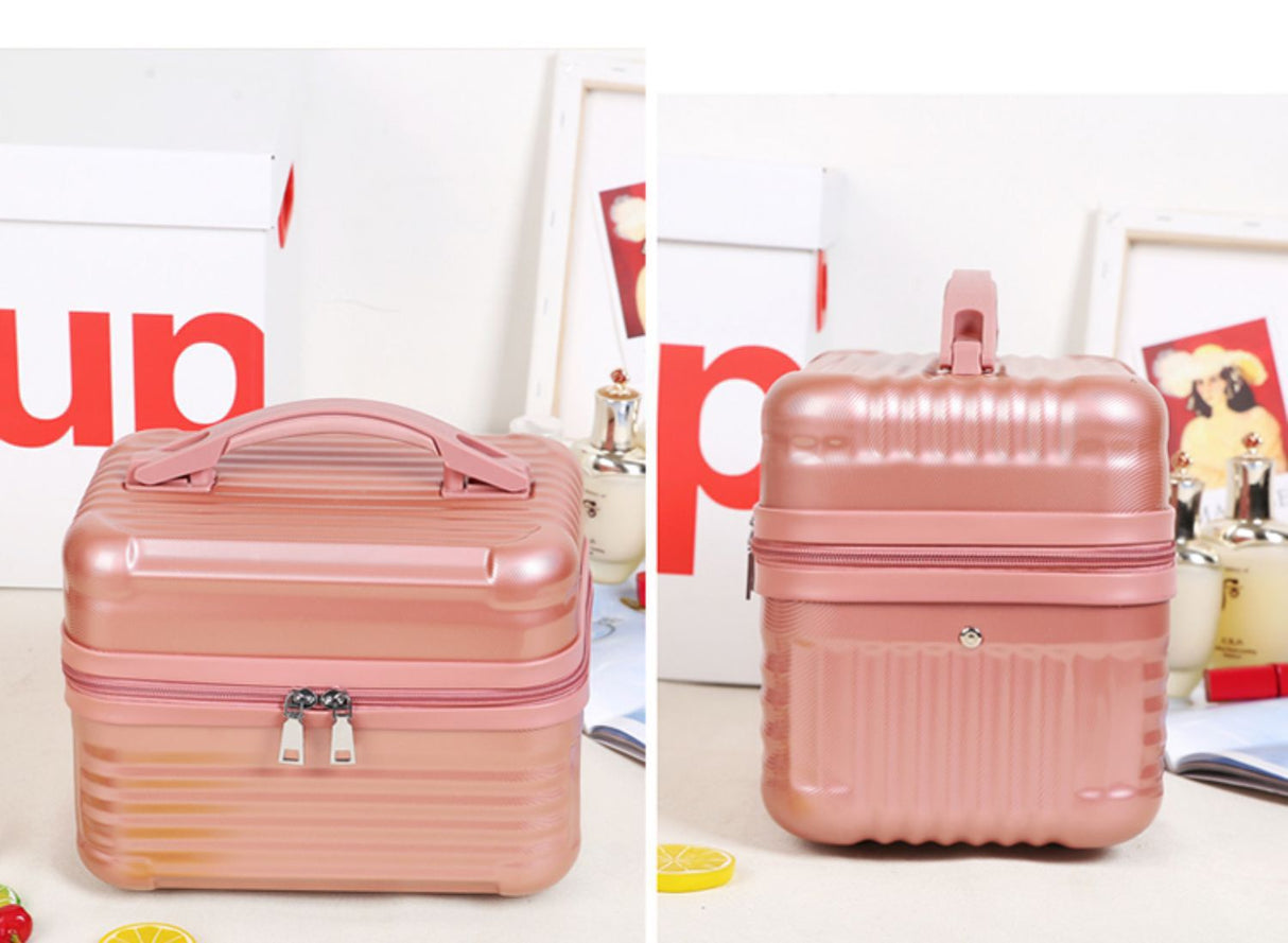 Yellow Leopard Pattern Durable Hard Shell Makeup Travel Case - Large Capacity Portable Cosmetic Organizer Box with Handle