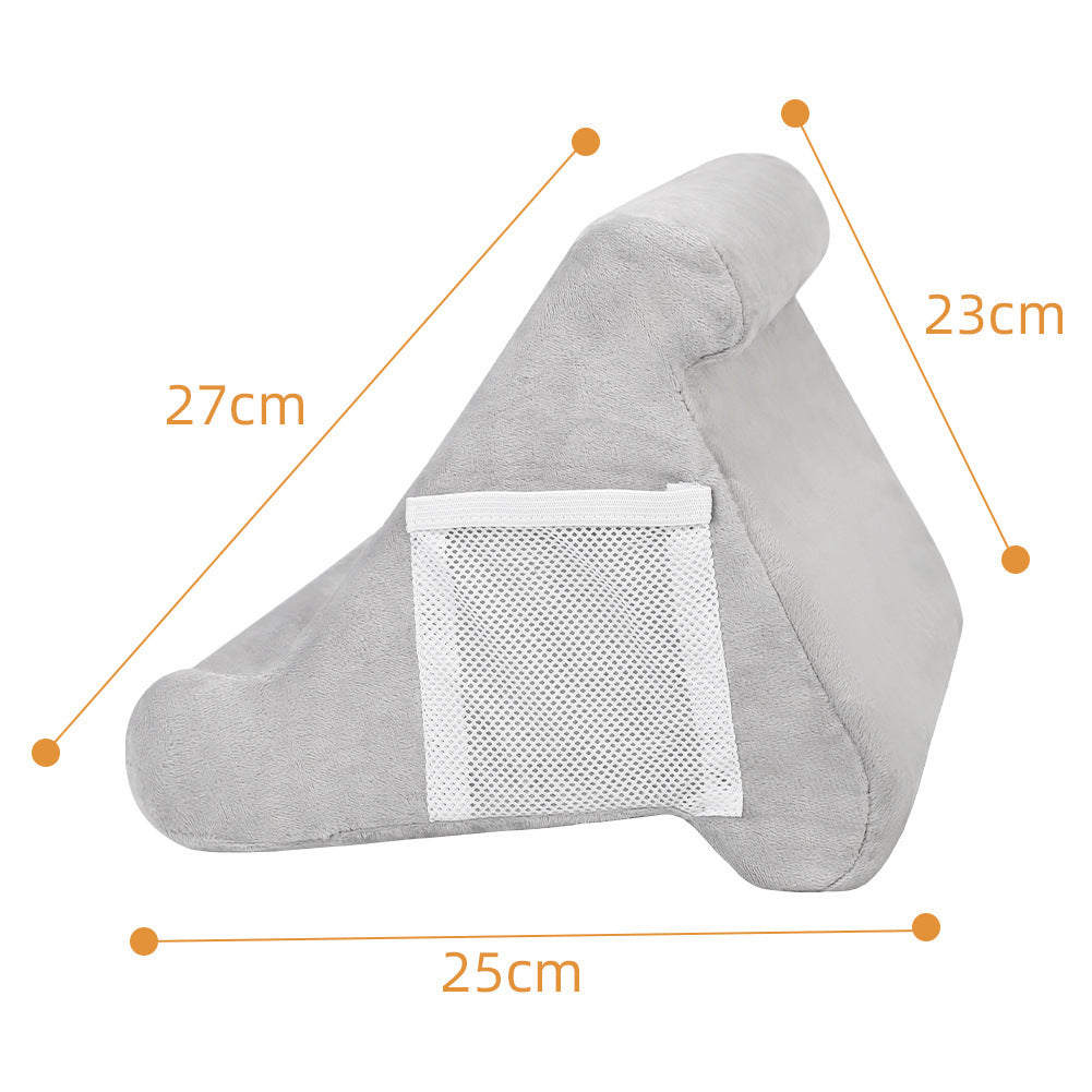 Grey Soft Multi-Angle Tablet Pillow Stand - Comfy Reading & Viewing Holder for iPads, Books, eReaders