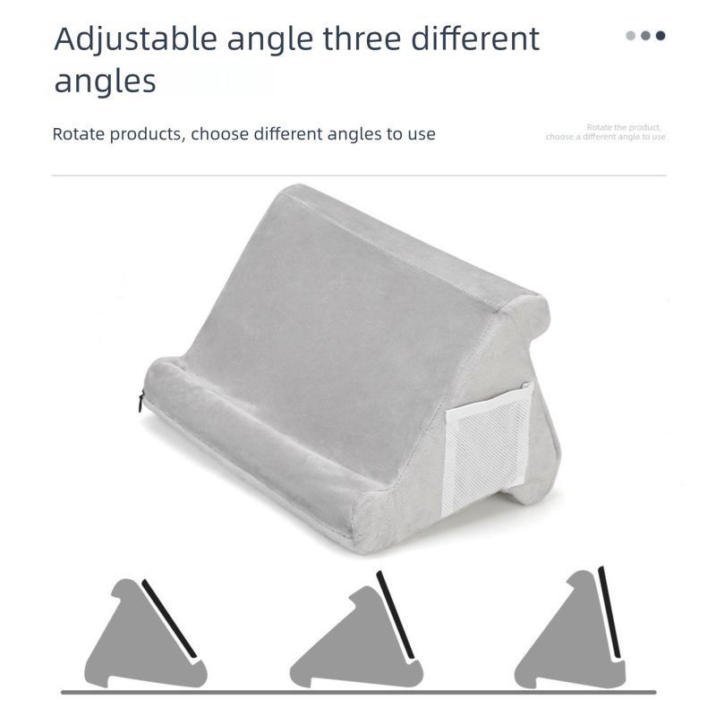 Grey Soft Multi-Angle Tablet Pillow Stand - Comfy Reading & Viewing Holder for iPads, Books, eReaders