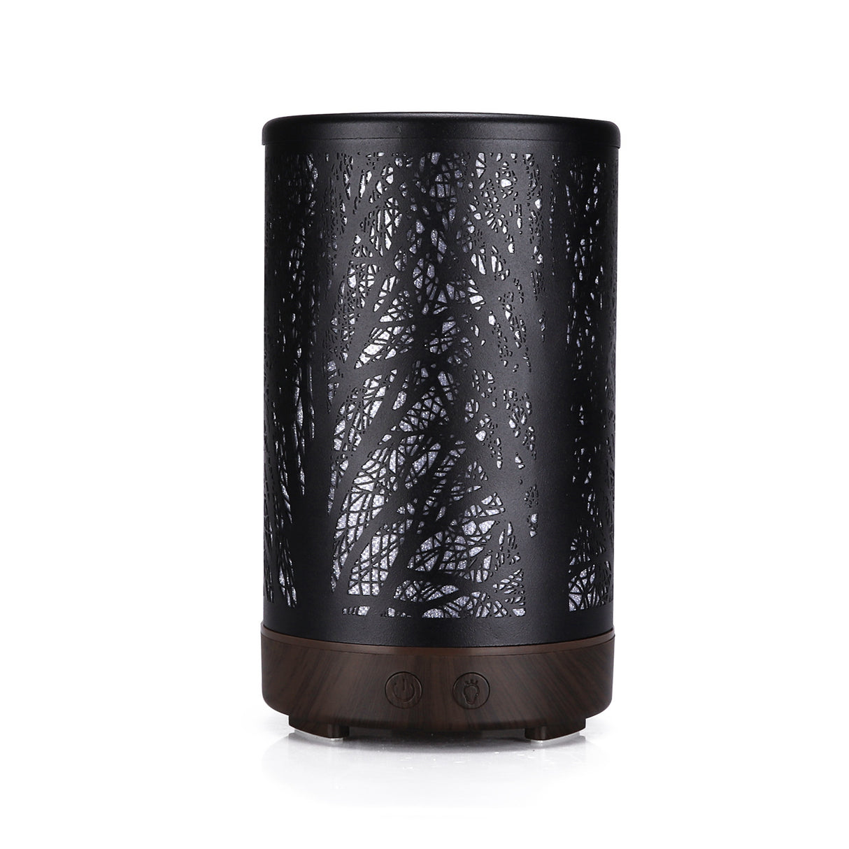Coffee and Black Forest Design Iron Essential Oil Diffuser - 7 Color LED Ultrasonic Cool Mist Humidifier 100ml
