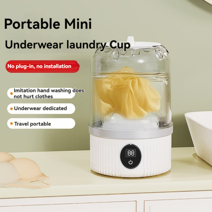 White Portable Mini Washing Machine - Rechargeable USB-C Electric Washer for Travel, Delicates & Socks