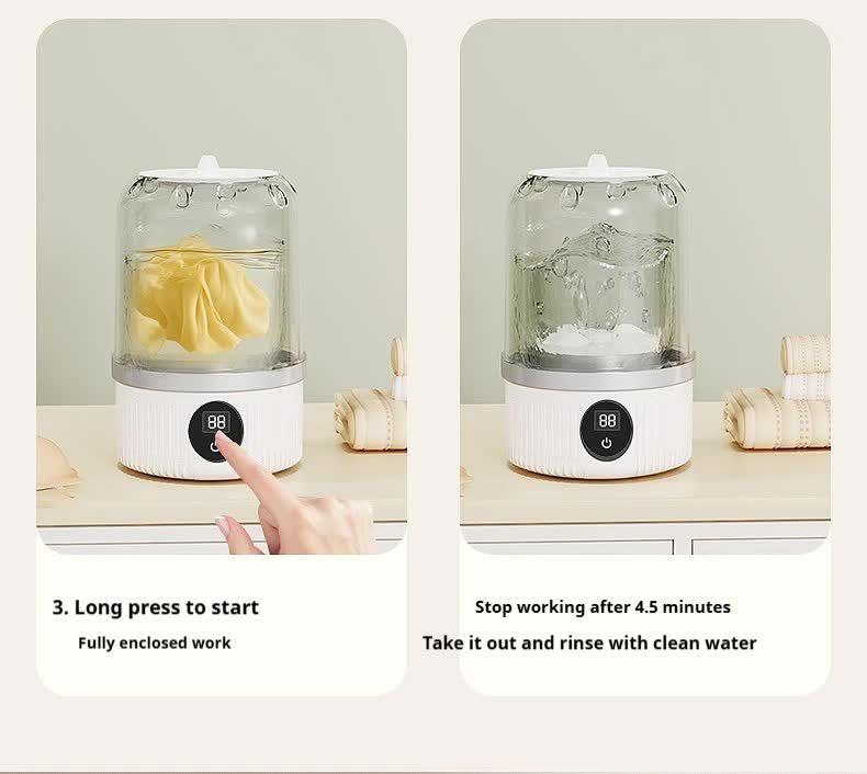 Blue Portable Mini Washing Machine - Rechargeable USB-C Electric Washer for Travel, Delicates & Socks