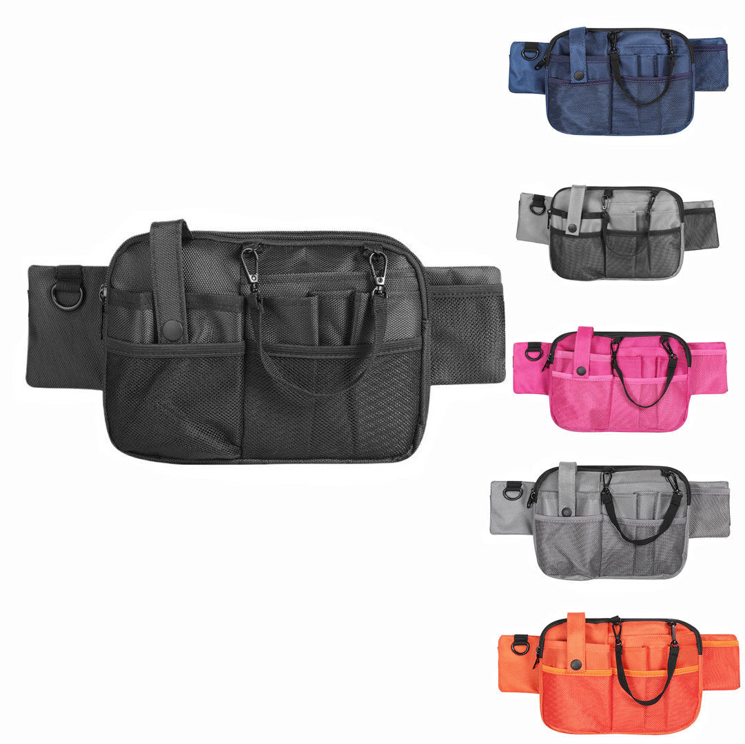 Black Nurse Utility Belt Bag - Multi-Pocket Medical Organizer Waist Pack for Tools & Essentials