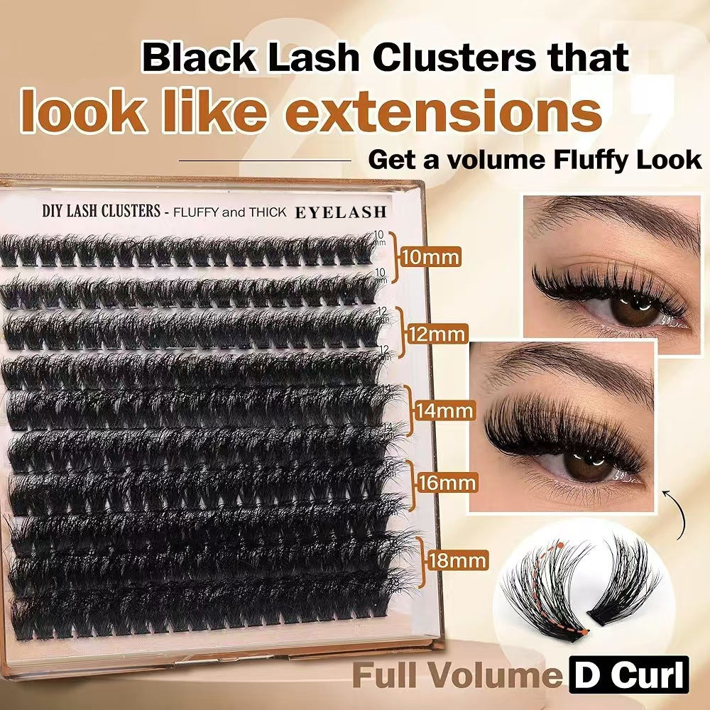 3 Pcs Black Stunning 100D DIY Lash Clusters - D Curl Faux Mink, Fluffy Volume, Mixed Lengths (10-18mm) Extension Look
