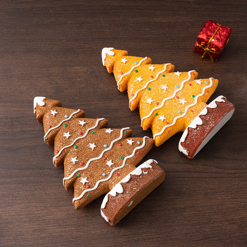 2 Pcs (1 Yellow 1 Brown) Charming Gingerbread Christmas Tree Figurine - Festive Resin Holiday Table Decor Ornament