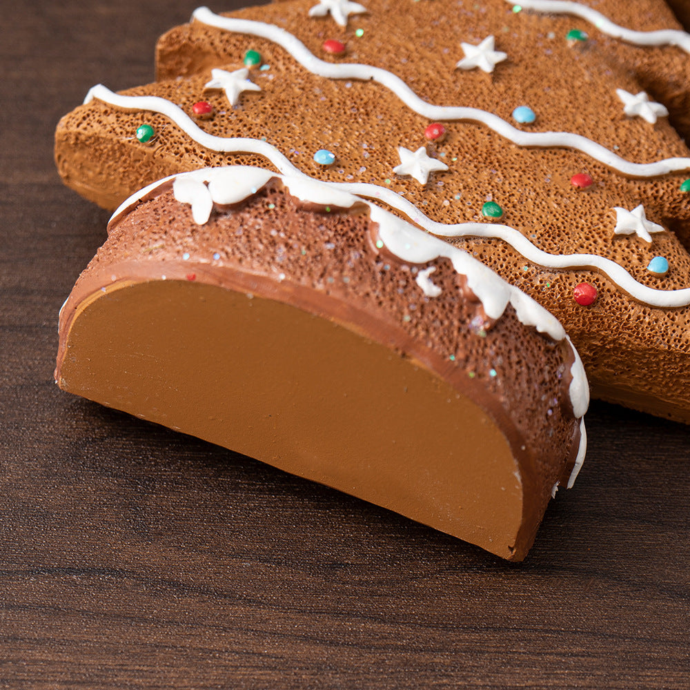 2 Pcs (1 Yellow 1 Brown) Charming Gingerbread Christmas Tree Figurine - Festive Resin Holiday Table Decor Ornament