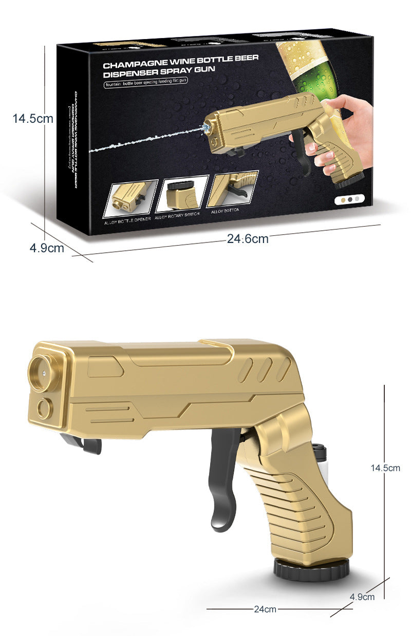Gold Champagne & Beer Spray Gun - Ultimate Party Starter & Drink Dispenser with Bottle Opener