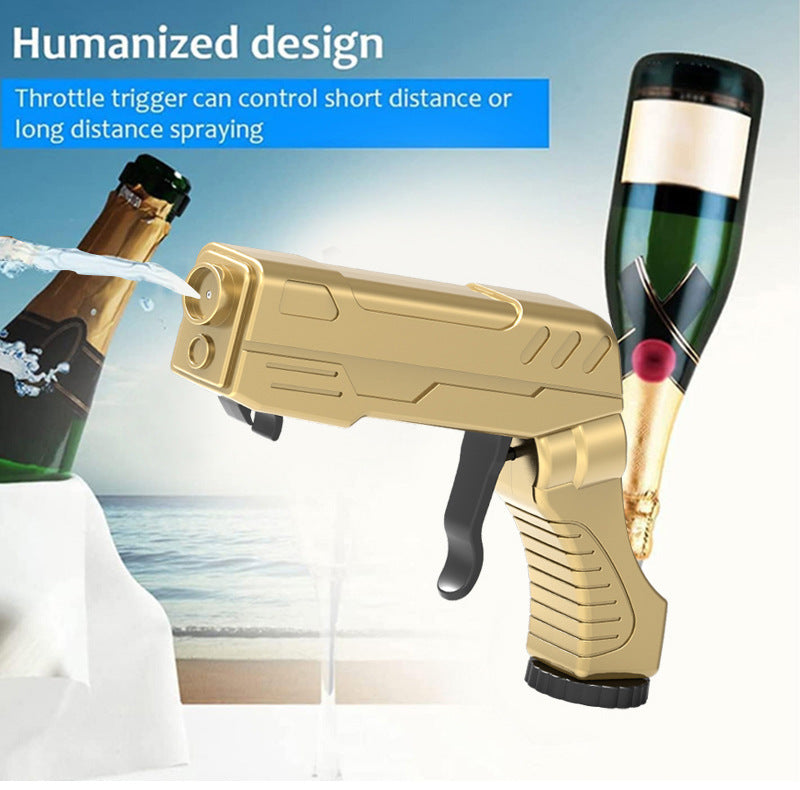 Silver Champagne & Beer Spray Gun - Ultimate Party Starter & Drink Dispenser with Bottle Opener