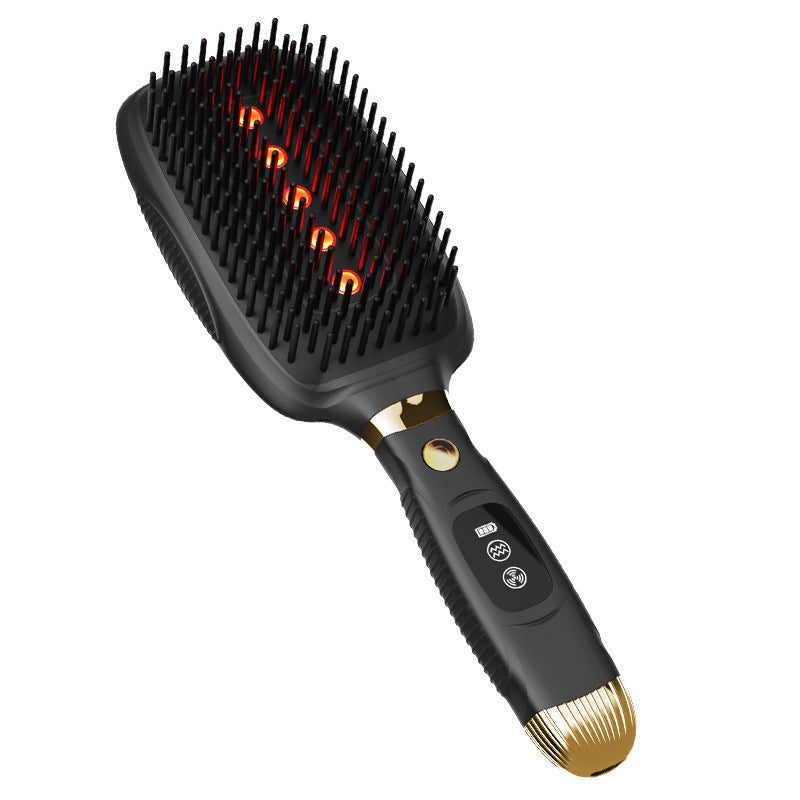 Black Advanced 3-in-1 Scalp & Hair Care Massage Comb - Red Light Therapy, EMS Microcurrent & Vibration for Healthy Hair Growth