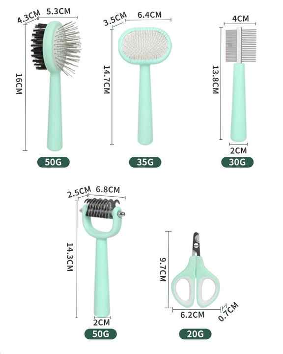 Green And Blue Complete 5-in-1 Pet Grooming Care Kit - Professional Deshedding Brushes, Combs & Nail Clippers Set for Dogs & Cats