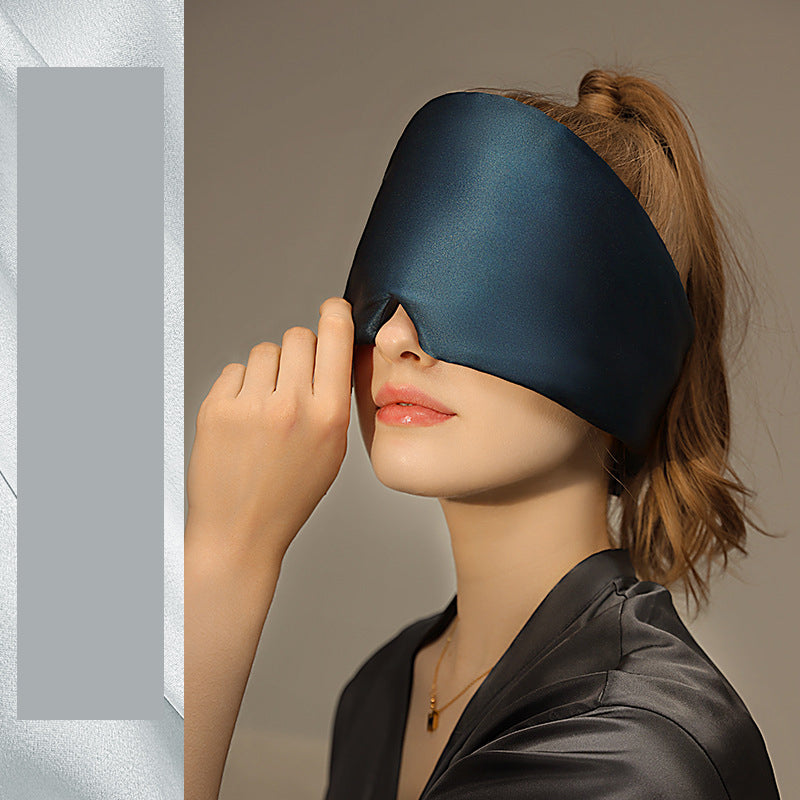Blue Luxury 19 Momme Mulberry Silk Sleep Mask - Total Blackout Comfort, Wide Design & Adjustable Strap