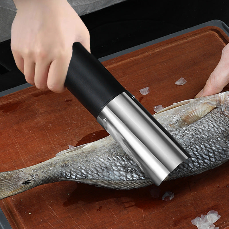White Cordless Electric Fish Scaler - Rechargeable 3000mAh Power, Stainless Steel Blade, Mess-Free Fish Cleaning Tool