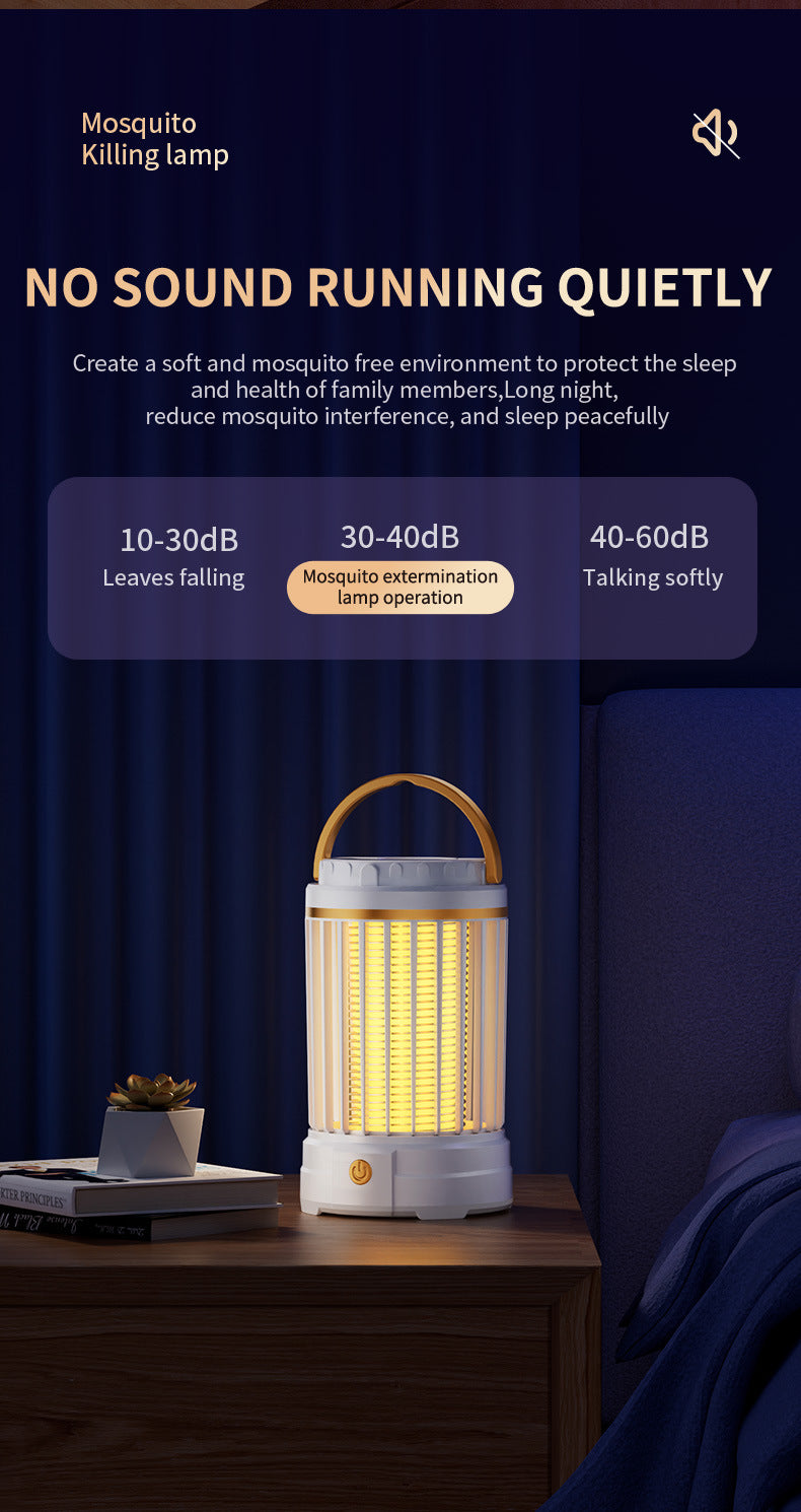 USB Rechargeable White Portable 3-in-1 Electric Mosquito Zapper Lamp - UV Bug Killer, Warm Night Light & Bright Lantern