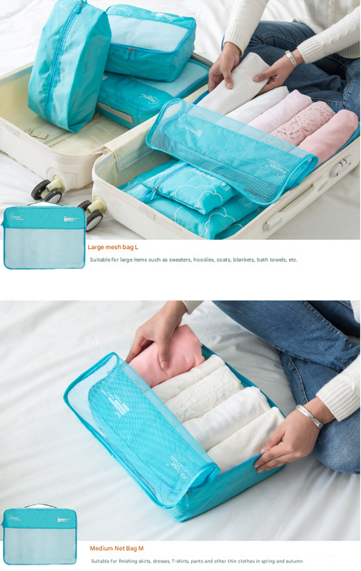 Dark Blue 7-Piece Travel Packing Cubes & Organizer Set - Lightweight Luggage Storage Bags for Clothes, Shoes & Toiletries