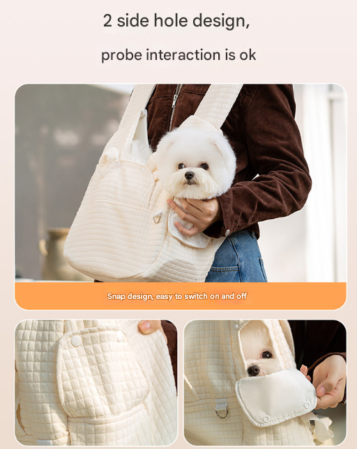 Beige Soft Quilted Pet Carrier Backpack - Front Pack for Small Dogs & Cats (Up to 6kg) | Secure X-Straps, Breathable Design