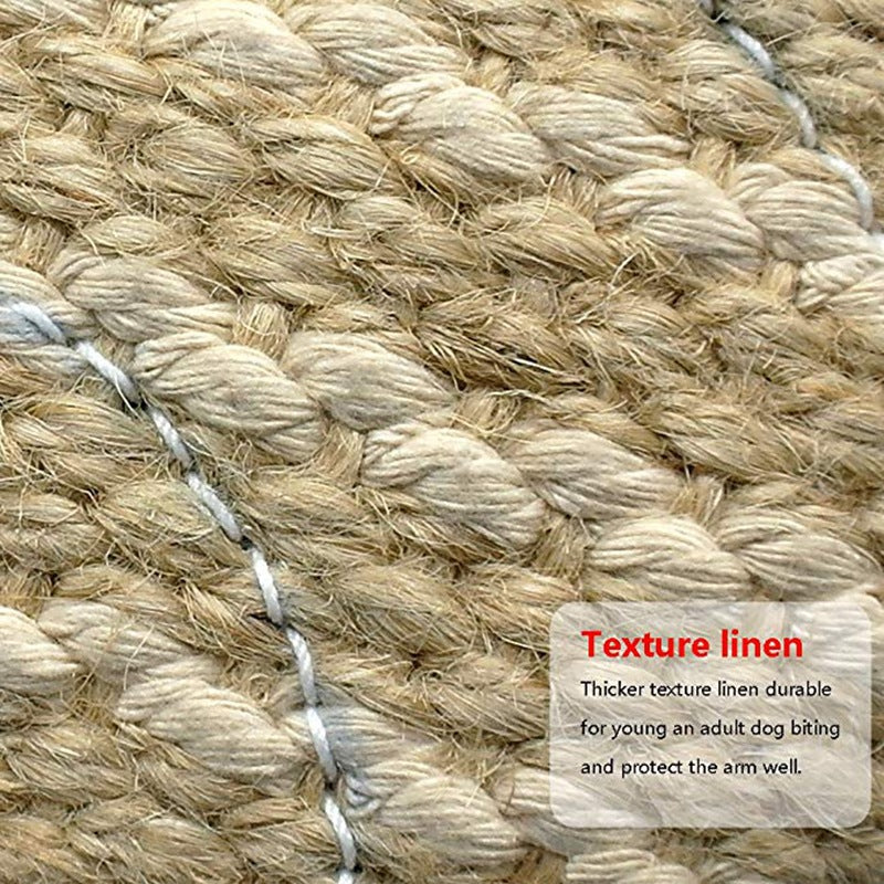 Red and Khaki Heavy Duty Jute Dog Bite Pillow - Professional Training Tug Toy with 3 Handles for Schutzhund, K9, Agility & Bite Work